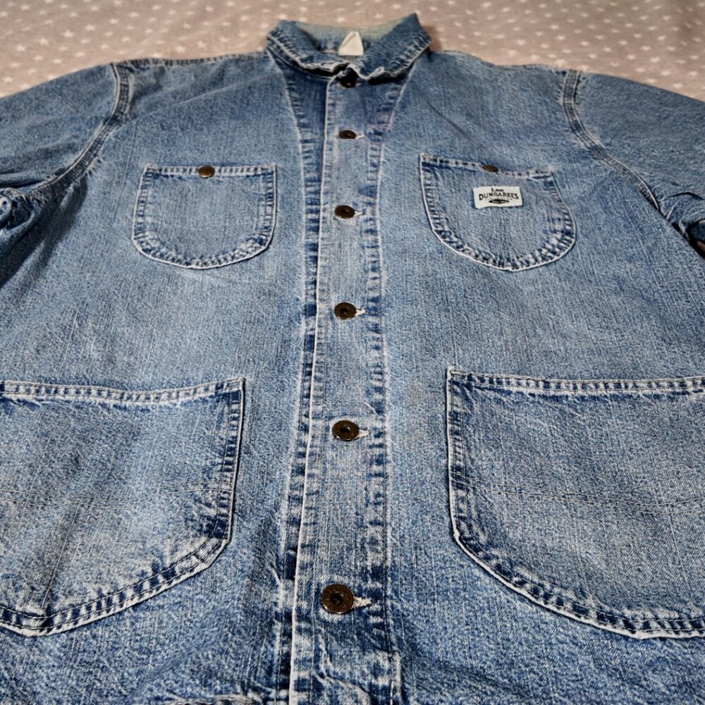 ๐ฅ Vintage Lee Dungarees Denim Chore Jacket - XL - Workwear ๐ฅ - Picture 3 of 10